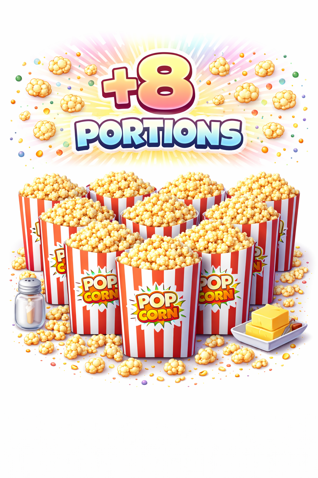 8 portions supplémentaires popcorn