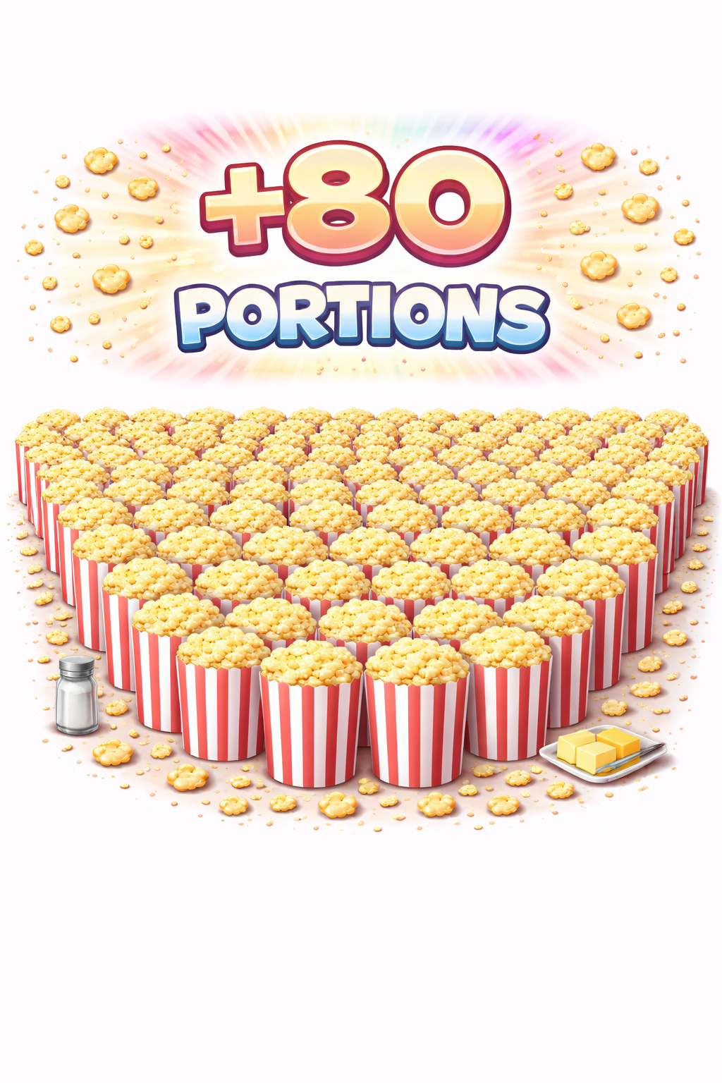 80 portions supplémentaire popcorn